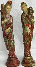 Enesco Japanese Man Holding Fish & Japanese Woman With Flowers Excellent Cond. picture