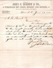 c1882 John C Hieber & Son Dry Goods Utica New York NY Letterhead Antique Paper picture