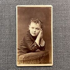 CDV Photo Antique Portrait Little Girl Head Leaning on Praying Hands Wisconsin picture