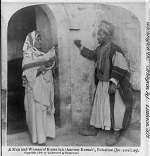 A man and woman of Ramallah ancient Ramah, Palestine c1900 Old Photo picture