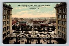 San Diego CA-California, Palm Court, US Grant Hotel, Antique, Vintage Postcard picture