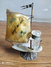 Rare vintage beautiful Mother of pearl Boat with inkwell of 40's made in Germany picture