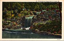 Vintage Postcard Waterfalls Forest Park St. Louis Missouri MO c.1930-1945   Y275 picture