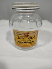 Vintage Jack Sprat 9 oz Salad Style Pure Mustard Glass Jar Unique Shape 3.75