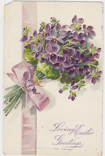 Loving Easter Greetings Tuck's Postcard Series 111 Violet Bouquet picture