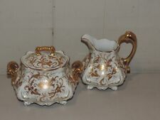 TV LIMOGES NEW PALISSY HEAVY GOLD CREAMER & SUGAR SET, WINGED CROWN MARK picture