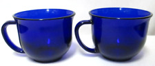Vintage Cobalt blue large Set 2 glass mug cup set 3.5