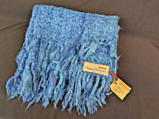 Vintage Wool Throw Blanket Wrap Shawl Scarf Kilkenny Made in Ireland Teal Fringe picture