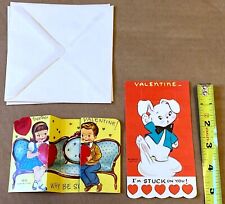 2 Vintage 1960s Classroom Valentine's Day Cards Fold Out Punch Out Bunny picture