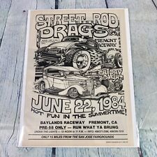 Vintage 1984 Print Ad Street Rod Drags Badlands Raceway Cars Magazine Page Paper picture