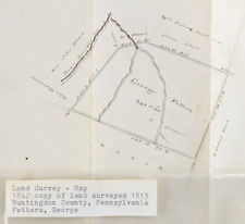 Antique 1842 Land Survey Map Huntingdon County Pennsylvania Paper Document picture