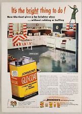 1948 Print Ad Johnson's Glo-Coat Self Polishing Floor Wax Kitchen Racine,WI picture