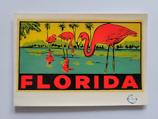 Vintage Florida Pink Flamingos Travel Decal Water Transfer Sticker New Old Stock picture