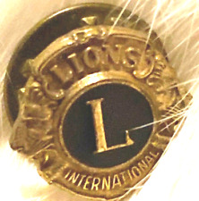 Lions Club Brooch Pin International Vintage Small Jewelry Goldtone Round Shape picture
