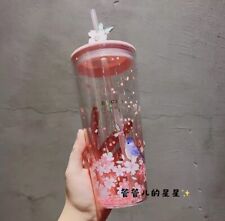 Starbucks 2023New Spring Cherry Blossom Sakura Bird Glass Straw Cup Bottle 591ml picture