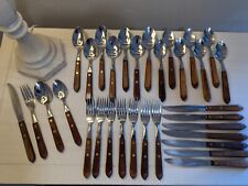 Vintage Washington Forge Town and Country Service For 8. 32 Pc Set. Wooden Handl picture