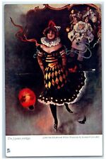 c1910's Pretty Woman Following Lantern Tuck's Unposyted Antique Postcard picture