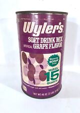 Vintage 1970's Wyler's Grape Soft Drink Mix 45 OZ Can Kool Aid Competitor picture