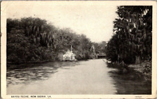 1930 BAYOU TECHE NEW LIBERIA LA RIVER BOAT BRIDGE POSTCARD A11 picture