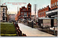 KNOXVILLE, TENN. 1908 POSTCARD Market Square & Market House, Wagons, Vendors picture