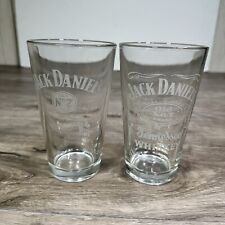 Jack Daniels Old No 7 Beer Glasses Lot Of 2 Tennesse Whiskey Mr. Jack's Birthday picture