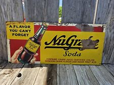 RARE Bottle In Hand NuGrape Sign Old Original Painted Metal 32