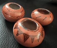 Maricopa  3 Vintage Pottery  Pima mini pots signed TB 1.50” Appx picture
