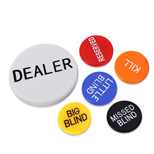 Big Blind, Kill, Reserved,  Missed Blind, Little Blind, Dealer Puck Buttons(6pk) picture