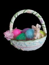 Avon Springtime Collection Easter Basket pink, green flower with Bunny and Eggs  picture