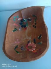 Vintage Toleware Hand Carved Hand Painted Fruit Salad Bowl picture