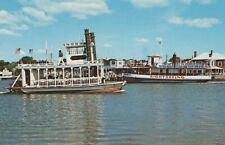 Sightseeing Boats At Hyannis Harbor Cape Cod Mass Vintage Chrome Post Card picture