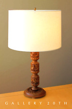 MAGNIFICENT GERMAN BLACK FOREST HANDCARVED WOOD TABLE LAMP VTG MID CENTURY picture