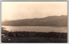 Aerial View of Lake and Mountain Real Photo Postcard RPPC picture