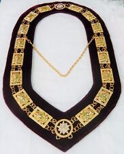 Masonic Regalia Shriner Sphinx Rhinestone Gold Metal Chain Collar -  picture
