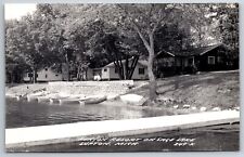 Lupton Michigan~Kenyon Resort on Sage Lake~Boats on Shore~1950s RPPC picture