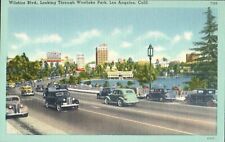 Wilshire Blvd 1930's & 1940's Cars Los Angeles California VINTAGE POSTCARD 1108 picture