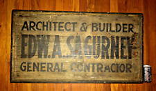 Nice Authentic Early 1900's Antique Architect Builder Wood Trade Sign 35