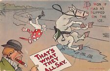 Dwig Comic Postcard Thats What They Say Jockey Horse Race Slip Ice Artist Signed picture