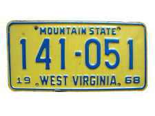 1968 West Virginia vintage rustic License Plate In original condition  picture