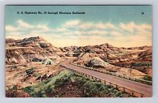 Badlands MT-Montana, US Highway No 10, Antique, Vintage Postcard picture
