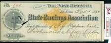 Joseph Pulitzer JSA Coa Hand Signed 1880 Check Pulitzer Prize Autograph picture