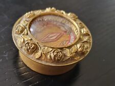 Antique hair relic pendant Saint therese with stamp seal picture