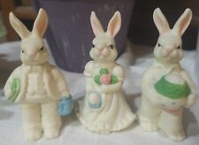 Bunny Rabbit Collectibles Porcelain Rabbit Figurine Trio picture