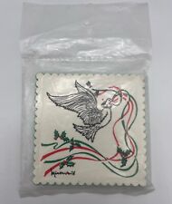 Vintage MCM Paper Drink Coasters Christmas Dove Ribbon Holly Holiday Square Set picture
