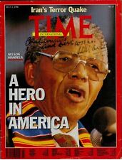 RARE SIGNED Nelson Mandela Auotgraphed 1990 Time Magazine w COA picture