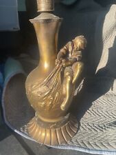 Fabulous Antique Signed Bronze Lamp by Auguste Moreau Boy Fishing With Net picture