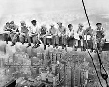1932 Men Eating Lunch on Skyscraper Beam New York City Photograph Manhattan NYC picture