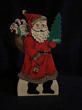 Painted Wooden Christmas Santa Claus With Planter Box picture