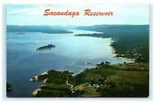 Sacandaga Reservoir Adirondacks NY Aerial Bird’s Eye Chrome Postcard Pre 1980 A3 picture
