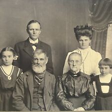 Antique Portrait 3 Generations Large Cabinet Card Photo Identified Family Mills? picture